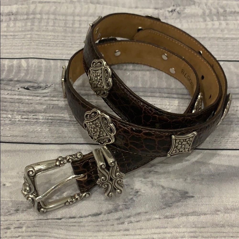 Brighton Brown Leather Silver Medallion Be…